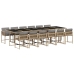 Set comedor de jardín con cojines 13 pzas ratán sintético beige