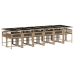 Set comedor de jardín con cojines 13 pzas ratán sintético beige