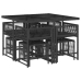 Set de comedor de jardín 9 pzas y cojines ratán sintético negro
