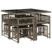 Set comedor jardín 9 pzas y cojines ratán sintético gris