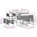 Set comedor jardín 9 pzas y cojines ratán sintético gris