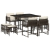 Set comedor para jardín 9 pzas y cojines ratán sintético marrón