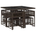 Set comedor para jardín 9 pzas y cojines ratán sintético marrón