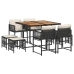 Set de comedor de jardín 9 pzas y cojines ratán sintético negro