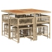 Set comedor de jardín 9 pzas con cojines ratán sintético beige