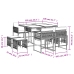 Set comedor de jardín 9 pzas con cojines ratán sintético beige