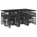 Set de comedor jardín 11 pzas con cojines ratán sintético negro