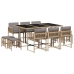 Set comedor de jardín 11 pzas con cojines ratán sintético beige