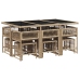 Set comedor de jardín 11 pzas con cojines ratán sintético beige