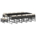 Set comedor de jardín con cojines 15 pzas ratán sintético negro