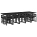 Set comedor de jardín con cojines 15 pzas ratán sintético negro