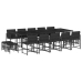 Set comedor de jardín con cojines 15 pzas ratán sintético negro