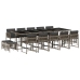 Set comedor de jardín con cojines 15 pzas ratán sintético gris