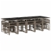 Set comedor de jardín con cojines 15 pzas ratán sintético gris