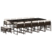 Set comedor de jardín y cojines 15 pzas ratán sintético marrón
