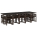 Set comedor de jardín y cojines 15 pzas ratán sintético marrón