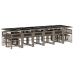 Set comedor de jardín 17 pzas y cojines ratán sintético gris