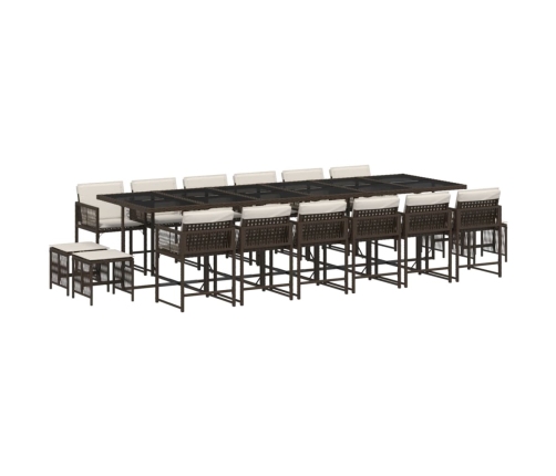 Set de muebles jardín 17 pzas y cojines ratán sintético marrón