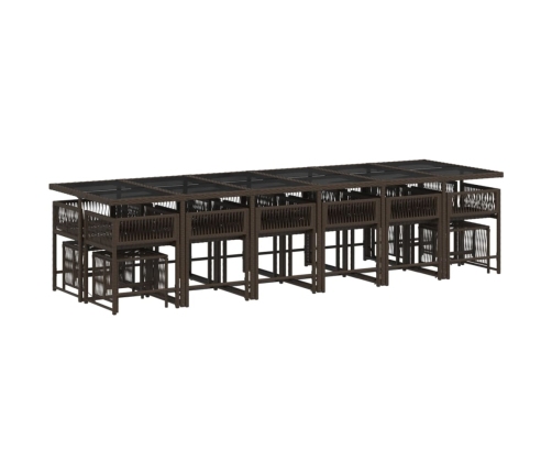 Set de muebles jardín 17 pzas y cojines ratán sintético marrón