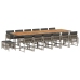 Set comedor de jardín 17 pzas y cojines ratán sintético gris