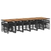 Set de muebles jardín 17 pzas con cojines ratán sintético negro