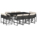 Set de comedor jardín 11 pzas con cojines ratán sintético negro