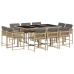 Set comedor de jardín 11 pzas con cojines ratán sintético beige