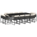Set comedor de jardín con cojines 13 pzas ratán sintético negro