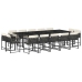 Set comedor de jardín con cojines 15 pzas ratán sintético negro