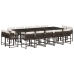 Set comedor de jardín y cojines 15 pzas ratán sintético marrón