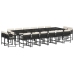 Set de muebles jardín 17 pzas con cojines ratán sintético negro