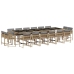 Set comedor de jardín 17 pzas con cojines ratán sintético beige