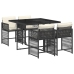 Set de muebles jardín 5 pzas con cojines ratán sintético negro
