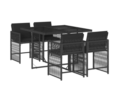 Set de muebles jardín 5 pzas con cojines ratán sintético negro