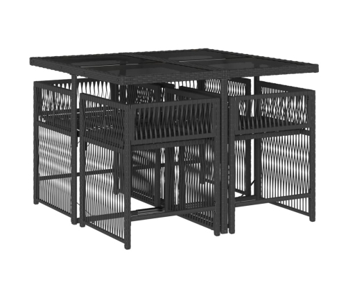 Set de muebles jardín 5 pzas con cojines ratán sintético negro