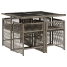 Set comedor de jardín 5 piezas con cojines ratán sintético gris