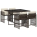Set comedor de jardín 5 piezas y cojines ratán sintético marrón