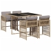 Set comedor de jardín 5 pzas con cojines ratán sintético beige