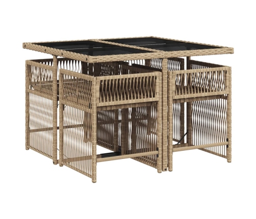 Set comedor de jardín 5 pzas con cojines ratán sintético beige