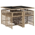 Set comedor de jardín 5 pzas con cojines ratán sintético beige