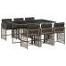 Set comedor jardín 7 pzas y cojines ratán sintético gris