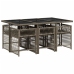 Set comedor jardín 7 pzas y cojines ratán sintético gris