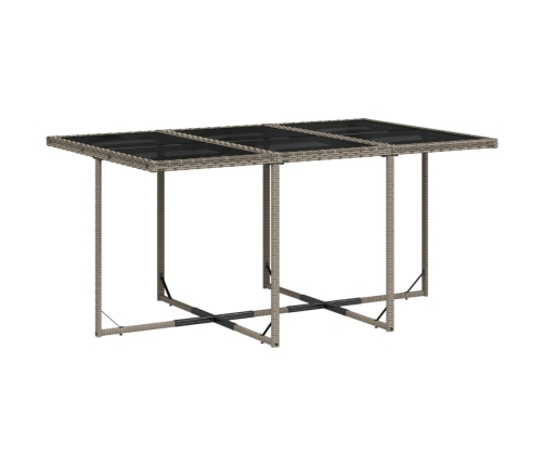 Set comedor jardín 7 pzas y cojines ratán sintético gris