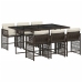 Set comedor de jardín 7 pzas con cojines ratán sintético marrón