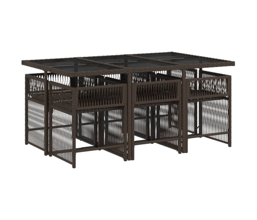 Set comedor de jardín 7 pzas con cojines ratán sintético marrón