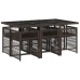 Set comedor de jardín 7 pzas con cojines ratán sintético marrón