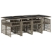 Set comedor jardín 9 pzas y cojines ratán sintético gris
