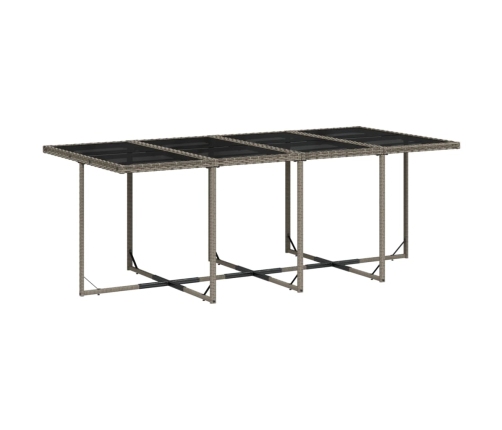Set comedor jardín 9 pzas y cojines ratán sintético gris