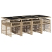 Set comedor de jardín 9 pzas con cojines ratán sintético beige