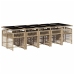 Set comedor de jardín 11 pzas con cojines ratán sintético beige